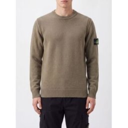 Stone Island Maglia girocollo in lana vergine con patch logo Compass Militare Taglia L