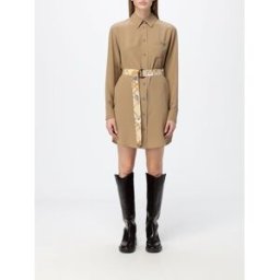 Burberry Mini abito chemisier in seta con colletto classico e cintura in vita Marrone Taglia 8