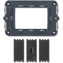 Vimar Idea kit supporto 3M+USB 5 V 1,5 A colore grigio