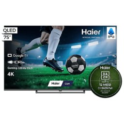 HAIER H75S80GUX TV QLED, SMART 75", Black, Abbonamento DAZN Full 12 mesi incluso