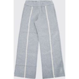 Moncler Pantaloni jogging da bambino in cotone con logo patch e ricami Grigio Taglia 14