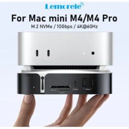 lemorele TC800 per Mac Mini M4/M4 Pro Dock Hub USB C 9-in-2 con DP, Doppio HDMI 4K 60Hz, Slot NVMe M.2 SSD, Lettore Schede SD/TF
