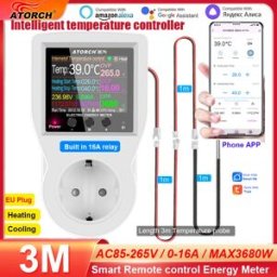 ATORCH 16A Tuya WIFI Termostato Digitale Presa Incubatrice AC220V Regolatore di Temperatura Con Interruttore del Timer Raffreddamento Riscaldamento 3M Sensore NTC