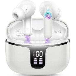 Jxrev Auricolari wireless, cuffie Bluetooth 5.3 nell'orecchio con 4 microfoni ENC, auricolari wireless con display LED di riproduzione 40 ore.
