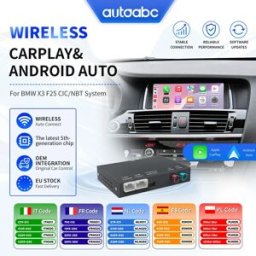 AUTOABC Interfaccia Wireless CarPlay e Modulo Decoder Android Auto per Sistema BMW NBT CIC F20 F21 F25 F26 F10 F11 X1 X3 X4 X5 X6 Serie 1-7 con Mirror Link Bluetooth GPS Multimedia