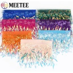 Meetee 1-5 metri maglia nappa frangia per cucire paillettes pizzo abito latino fascia nastro abiti da sposa nappe tessuto accessori fai da te