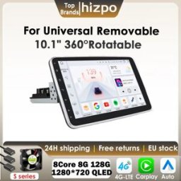 HIZPO 1 Din Android Autoradio Radio 10.1 Ruota Touch Screen Rimovibile per Universal Carplay GPS Navi 4G WIFI BT DSP Autoradio
