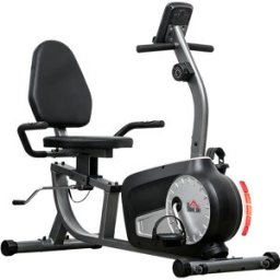 Homcom Cyclette Orizzontale Recumbent con 8 Livelli di Resistenza, Schermo LCD e Seduta Regolabile, 122-137x62x103 cm Aosom Italy