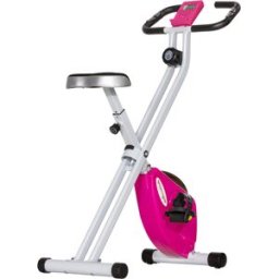 Sportnow Cyclette Pieghevole Magnetica a 8 Livelli con Display LCD, Rotelle e Sellino Regolabile, Rosa e Bianco Aosom Italy