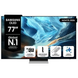 Samsung OLED AI TV 77" QE77S90HATXZT 4K, Processore NQ4 Gen3, 4K Upscaling Pro, Glare Free, HDR+, Motion Xcelerator 165Hz, Dolby Atmos & OTS Lite, Laser Slim Design, Vision Smart TV, 2026