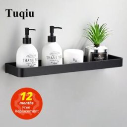 Tuqiu Mensola per bagno mensola per doccia mensola per bagno in alluminio nera mensola per bagno supporto per cucina in alluminio nero a parete