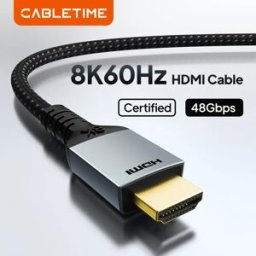 CABLETIME Cavo HDMI 2.1 8K/60Hz 4K/144Hz 48Gbps Cavo video HDMI coassiale ultrasottile per PS4 Macbook Air HDTV 8K HDMI