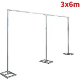 NONE Kit di tubi per supporto per sfondo per festa di nozze da 10x20 piedi, sistema di supporto per sfondo fotografico resistente, cornice per tende, arco per matrimonio, argento