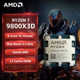 AMD Processore Ryzen 7 9800X3D, 100% Nuovo, CPU 9800X3D, Max 5.2GHz, TSMC 4nm, Cache L3 96MB, 8-Core 16-Thread, Processore per Gaming DDR5