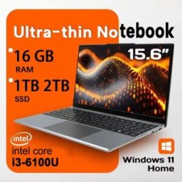NONE Computer portatile da 15.6 pollici con Windows 11 Pro, processore Intel Core i3 6100U, 16GB di RAM, SSD da 1TB, sblocco con impronta digitale, computer portatile per ufficio.