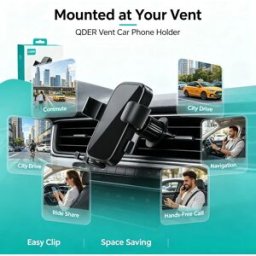 NONE Supporto per telefono da auto QDER Air Vent Gravity con rotazione a 360 gradi e blocco automatico, supporto universale per smartphone da bocchetta dell'aria per iPhone, Samsung, Xiaomi e tutti i