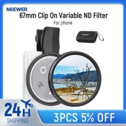 NEEWER 67mm Clip su filtro ND variabile per telefono, ND2-32 1-5 Stop Kit di accessori per lenti fotografiche a densità neutra per Android