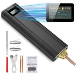 Rbefeuly Saldatrice a punti portatile 2-in-1 con modalità automatica e manuale, batteria ricaricabile da 5000mAh, 80 velocità regolabili per batterie fai-da-te