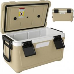 giordanoshop Box Frigo Portatile 66,6x38,5x40 cm Capacità 42,6L Isolato con Maniglia in HDPE e Schiuma PU Cachi...