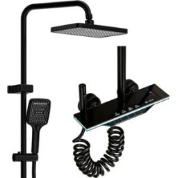 Other Set sistema doccia a pioggia digitale con display della temperatura a LED - Miscelatore termostatico per vasca da bagno e doccia, Wat caldo e freddo