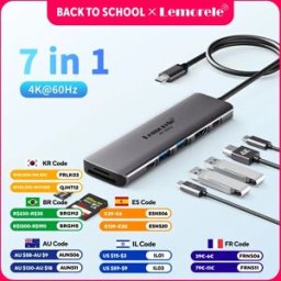 lemorele Hub USB 7-in-1, Docking Station USB-C con HDMI 4K 60Hz, Adattatore USB 3.0, Ricarica PD100W per MacBook Pro e Accessori per Laptop