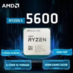 AMD Processore Ryzen 5 5600: CPU Zen 3 a 6C/12T, 4.4 GHz Max Boost, 65W TDP, Socket AM4 - Prestazioni e Efficienza di Livello Mainstream