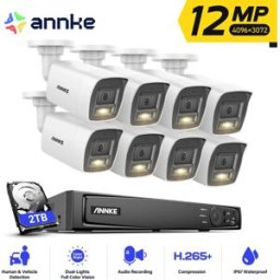 ANNKE 12MP Telecamera CCTV Kit di sicurezza video Smart Dual Light Security 8CH NVR Telecamera di sorveglianza per visione notturna a colori e IR