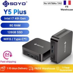 Soyo Nuovo Mini PC Y5 Plus con CPU Intel Core i7 di 4a generazione (fino a 3,3 GHz), 8 GB di RAM, SSD da 128 GB, computer desktop, doppio display 4K, Type-C, WiFi5
