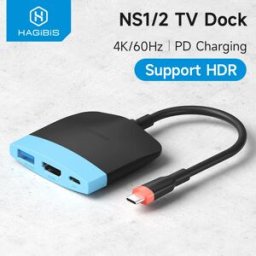Hagibis Dock TV Portatile , Docking Station USB-C per Switch 1/2/OLED, USB C a HDMI 4K 60Hz, 100W PD, HUB USB3.0 per Macbook e Laptop