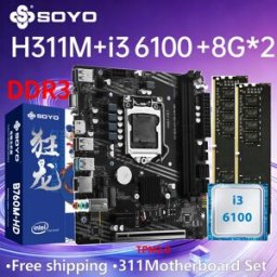 Soyo Scheda Madre H311M DDR3 per Gaming con CPU i3 6100, 16G(8G*2) RAM, LGA1151, TPM2.0, Combo per Computer, PC Desktop per Ufficio, PCIE3.0X16, VGA