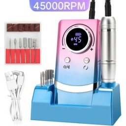 DianaBeauty Kit professionale per trapano per unghie portatile elettrico da 45000 giri/min ricaricabile per strumento domestico per salone di manicure per rimozione smalto gel per unghie