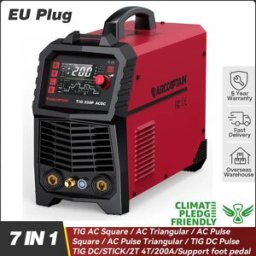 ARCCAPTAIN Saldatrice TIG AC/DC 7 in 1 220V 200A Inverter TIG/StickPulse Alluminio Onda Quadrata/Triangolare/Punti TIG200PACDC