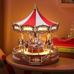 Robotime 3D Puzzle in legno Carosello Carillon con luci a LED Modello di ingranaggi Costruzione di edifici Kit artigianali Regali di Natale per adulti