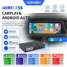 AUTOABC Adattatore Multimediale Wireless Apple CarPlay & Android Auto per BMW X5 E70 F15 X6 E71 F16 X1 E84 F48 con Sistema CIC NBT, Supporto GPS, Bluetooth, MirrorLink, Modulo Decoder.