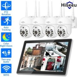 Hiseeu Kit telecamere di sicurezza Wireless 3/5MP telecamera IP impermeabile per esterni sistema CCTV di sorveglianza con Monitor da 10.1 "10CH NVR