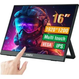 Anmite Monitor portatile da 16 pollici con touch screen o non touch opzionale, schermo esterno HDR IPS 1200P 1920*1200, display da gioco con funzionalità complete, Type-C, HDMI, Plug&Play,
