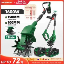 Yofidra Nuovo Scarificatore Elettrico NewBeny 1600W, Motozappa Elettrica, Coltivatore da Giardino, Rototiller, Attrezzo per Tagliaerba Compatibile con Batteria Makita 21V