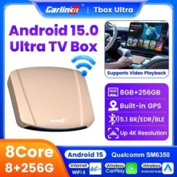 Carlinkit CarPlay Ai Box Android 15/13 Qualcomm 8 core Wireless Android Auto e CarPlay Smart TV Box Supporto Netflix SIM Card GPS