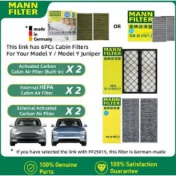 MANN FILTER FILTRO MANN Per Tesla Modello Y Modello 3 EV HEPA Kit filtro abitacolo in carbonio 6PCS FP25015 CUK25015 CUK46025 CU47025 Filtro aria integrato