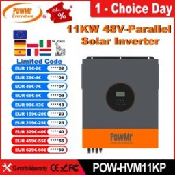 PowMr Inverter Solare Ibrido EU 11KW 48V a 220V Onda Pura con Regolatore Solare MPPT 150A Doppio Ingresso PV per Pannelli 500W con WIFI