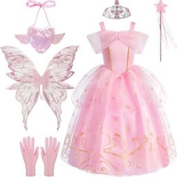 TPMG Abito da ballo per bambina, set di abiti rosa per bambina, vestiti natalizi per bambini, per bambini, Halloween, la bella addormentata, abiti da principessa Aurora