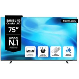 Samsung Crystal AI TV 75" UE75U8000HUXZT 4K, Processore 4K, 4K Upscaling, Motion Xcelerator, HDR, Contrast Enhancer, OTS Lite, Metal Stream Design, Vision Smart TV, 2026