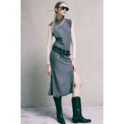 Patrizia Pepe Abito midi in maglia con cintura grigio III