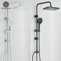 MYQualife Sistema Doccia a Pioggia con Doccetta, Miscelatore da Parete per Bagno, Set Doccia con Connettore Acqua