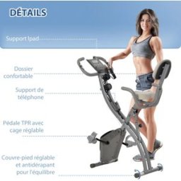 NONE Cyclette Pieghevole 2 in 1, Resistenza Magnetica Regolabile 8 Livelli, Bici da Fitness con Sensore di Frequenza Cardiaca, Elastici per Braccia, Schermo LCD, Volano 2.5kg, Grigio
