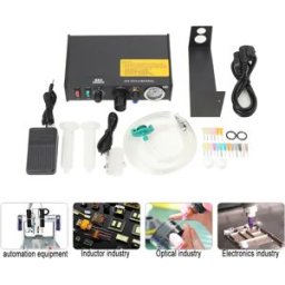 NONE Dispenser di colla digitale 982 220V, applicatore di adesivo semiautomatico con precisione di ripetizione di ±0,5%, timer regolabile da 0,01 a 30 secondi, include interruttore a pedale e 19 aghi –