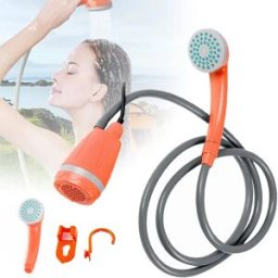 NONE Set Doccia da Campeggio Portatile, Design Compatto e Flusso Stabile in ABS e Gomma per Emergenze e Viaggi all'Aperto