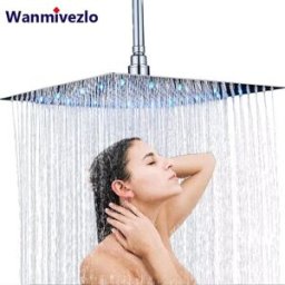 Wanmivezlo Soffione Doccia LED da 16 Pollici, Grande Effetto Pioggia, Accessorio per Rubinetteria Doccia, Soffione Quadrato Ultra-sottile