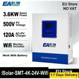 EASUN POWER Inverter Ibrido Easun 4000W 24V 230V Off-Grid MPPT Onda Pura con Caricabatterie Solare 120A per Batterie al Litio 50/60Hz con WIFI, Disponibile in Magazzino UE