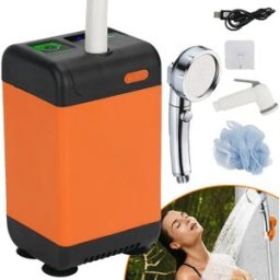 NONE Doccia da Campeggio, Doccia Portatile per Esterni con Display Temperatura, Pompa Acqua a Batteria Grande Capacità per Giardino, Lavaggio Auto, Spiaggia, Viaggi